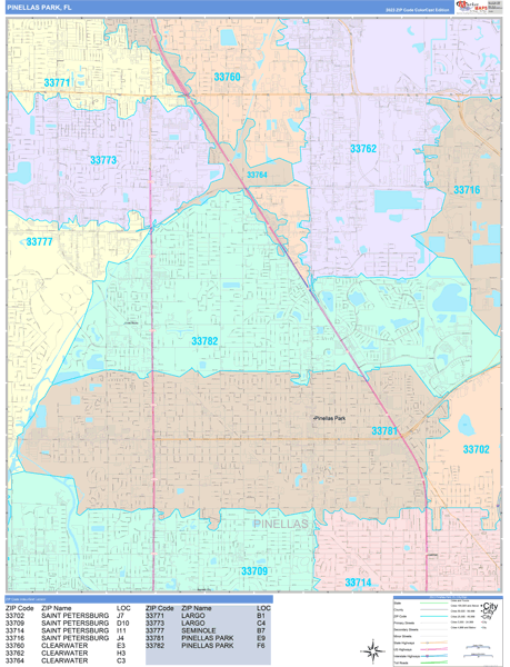 Pinellas Park Wall Map